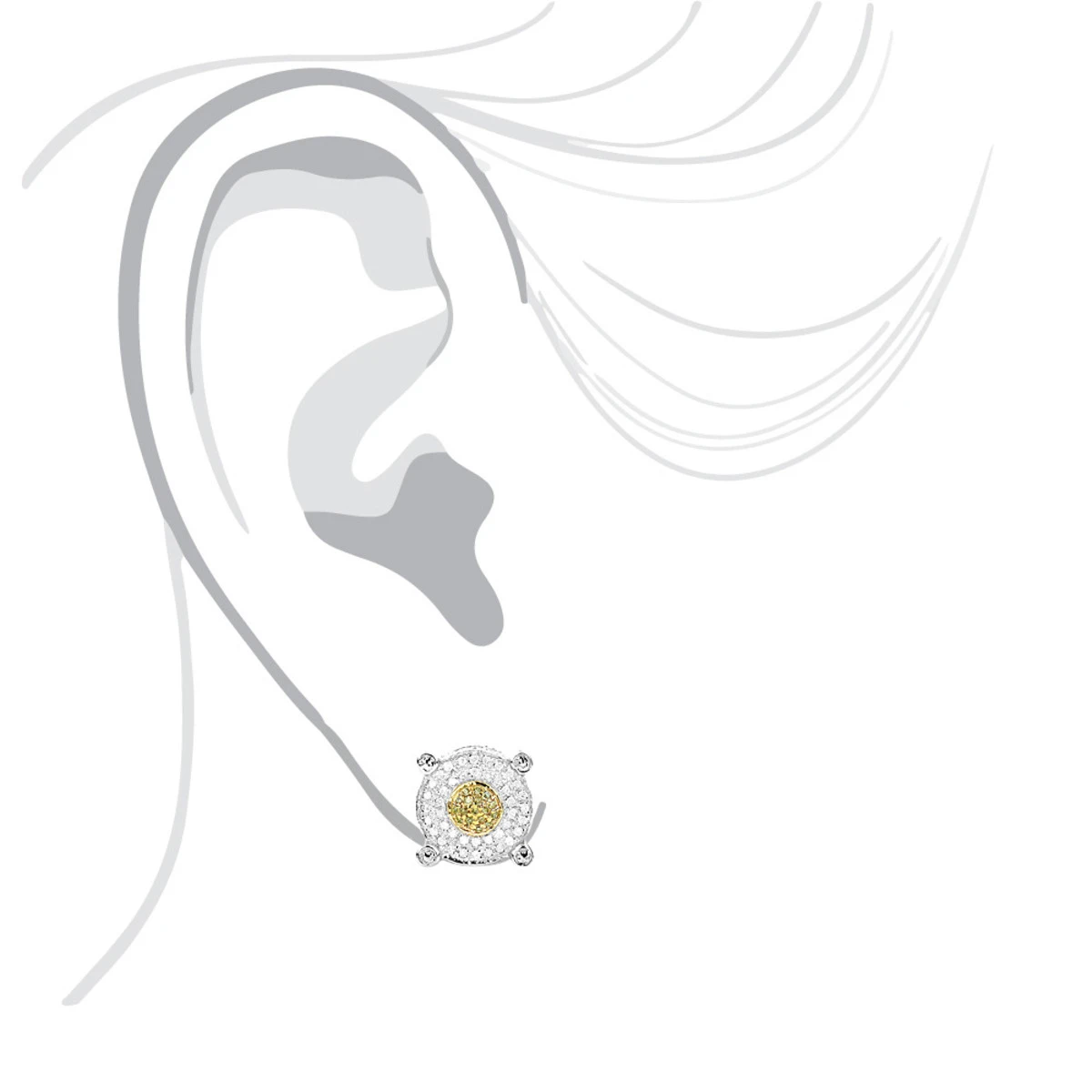 White And Yellow Diamond Earring 0.2ct Single Men's Stud 3 White And Yellow Diamond Earring 0.2ct Single Men's Stud - Image 3