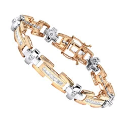 14K Yellow Gold Diamond Men's Bracelet 1.95ct -Jewelry Sales Store white yellow gold diamond mens bracelet 195ct ro