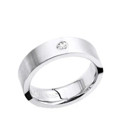 Women's Or Men's Solitaire Diamond Wedding Band 14K White Gold Comfort Fit