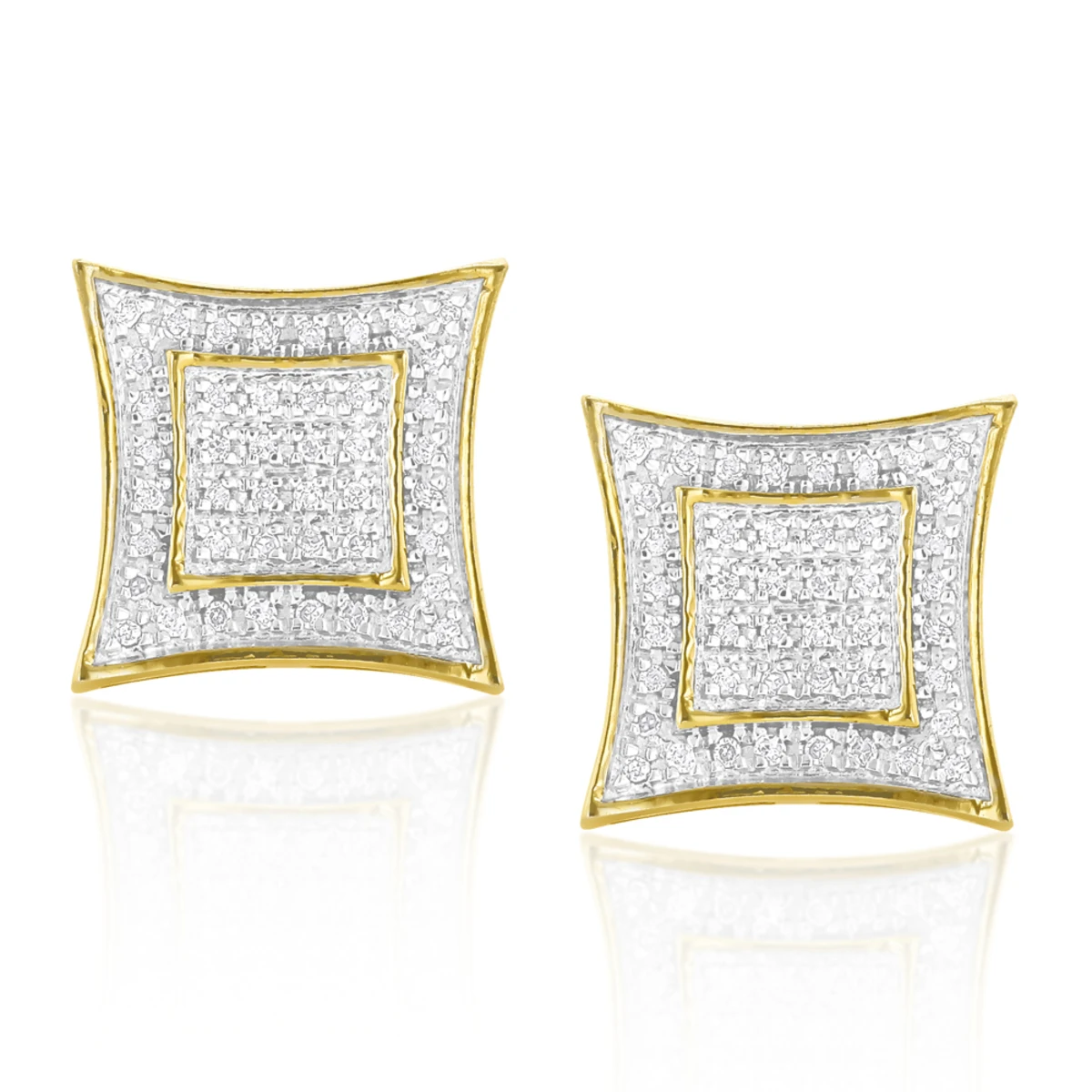 Yellow Gold Plated Silver Diamond Earrings 0.25ct 1 Yellow Gold Plated Silver Diamond Earrings 0.25ct